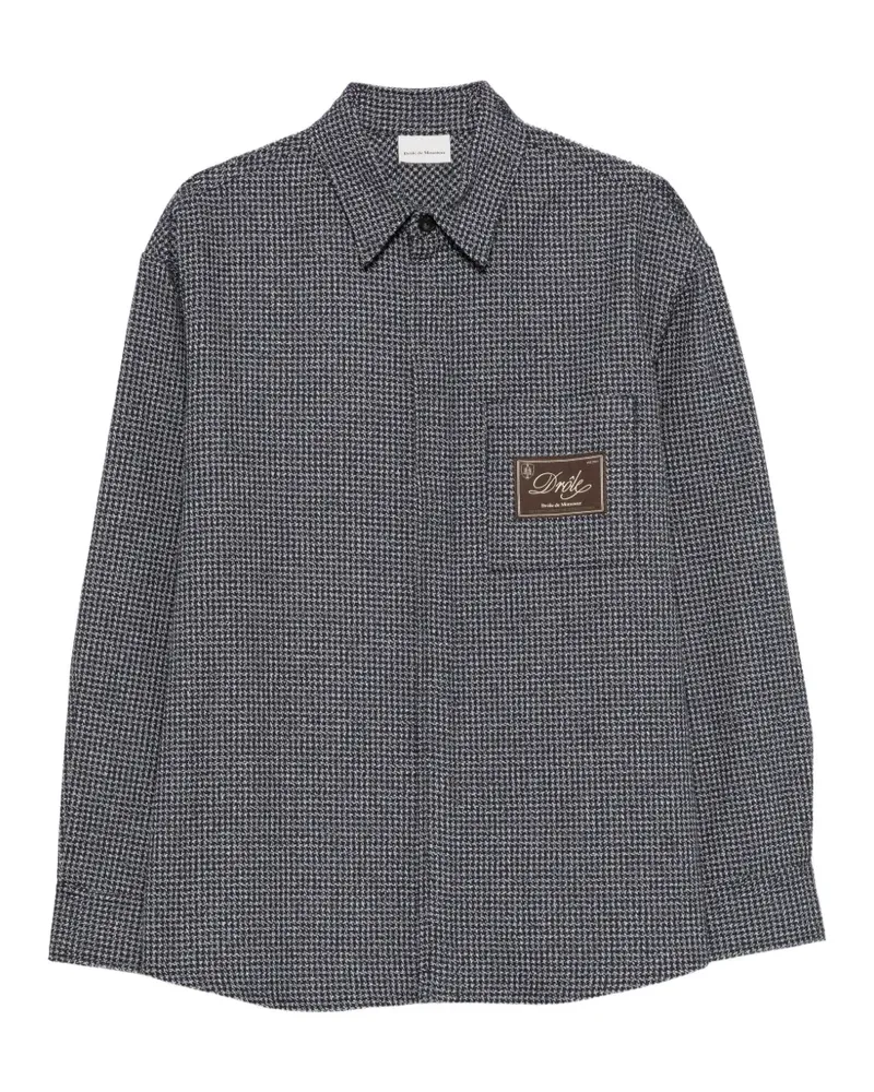 Drôle de Monsieur Hemd mit Hahnentrittmuster und Reißverschluss - Blau Blau