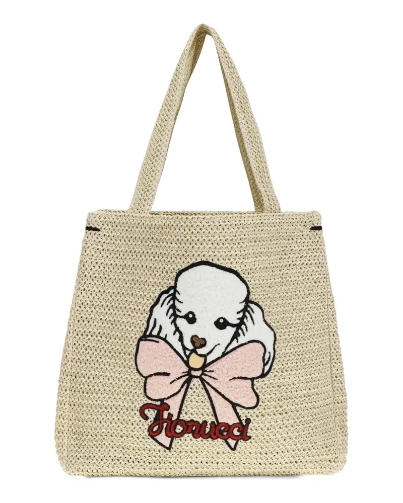 Fiorucci Poodle raffia tote bag - Nude Nude