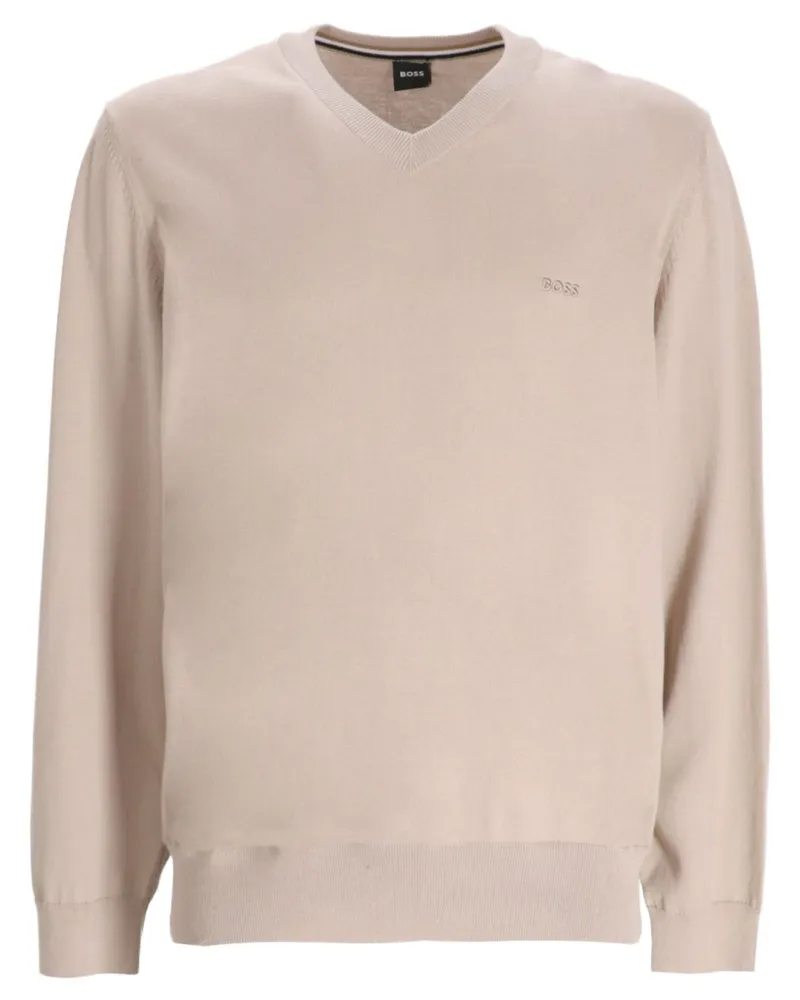 HUGO BOSS Pullover mit V-Ausschnitt - Nude Nude