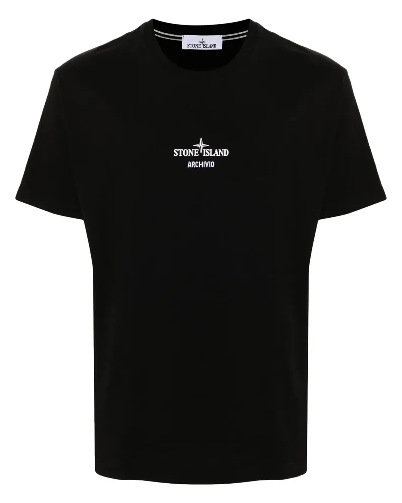 Stone Island T-Shirt mit Logo-Print - Schwarz Schwarz