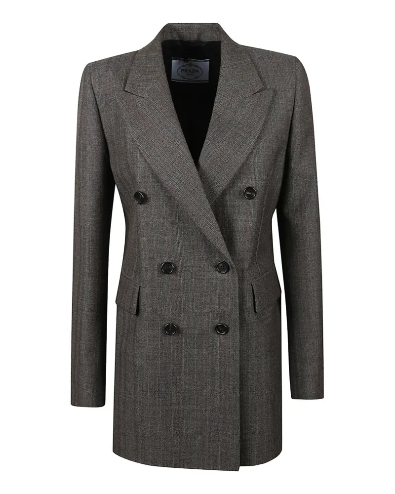 Prada Doppelreihiger Mantel mit Muster - Grau Grau