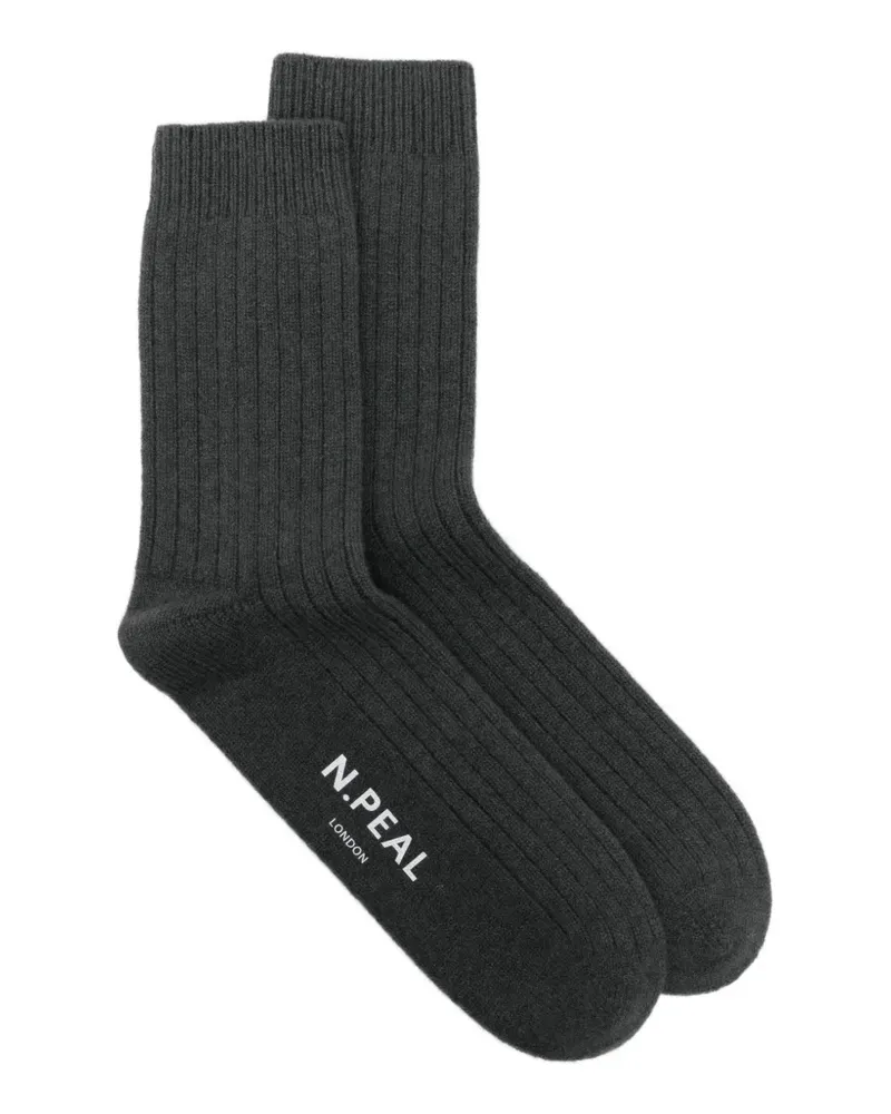 N.Peal Gerippte House Socken - Grau Grau
