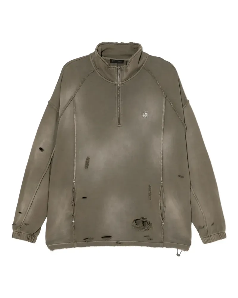 FIVE CM Sweatshirt im Distressed-Look - Grün Grün