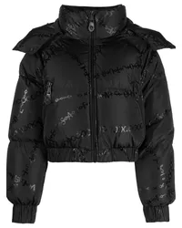 Versace Jeans Gefütterte Jacke mit Logo-Print Schwarz