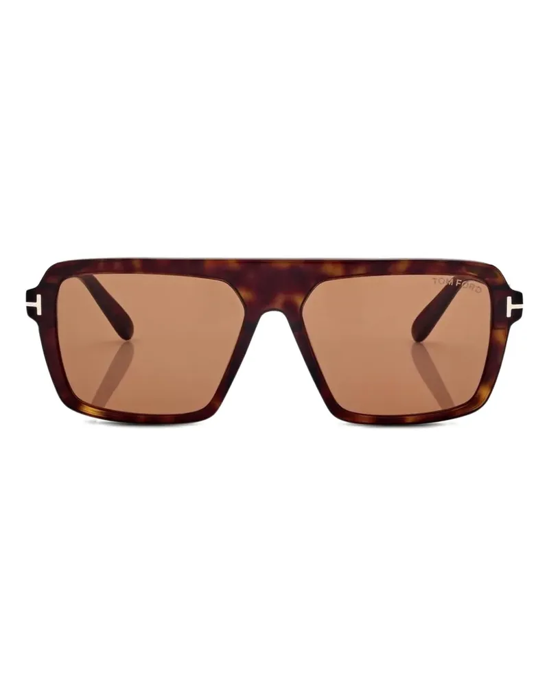 Tom Ford Sonnenbrille mit eckigem Gestell - Braun Braun