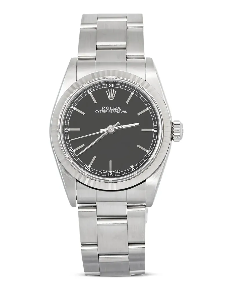 Rolex Oyster Perpetual Armbanduhr mit geriffelter Lünette 32mm - Schwarz Schwarz