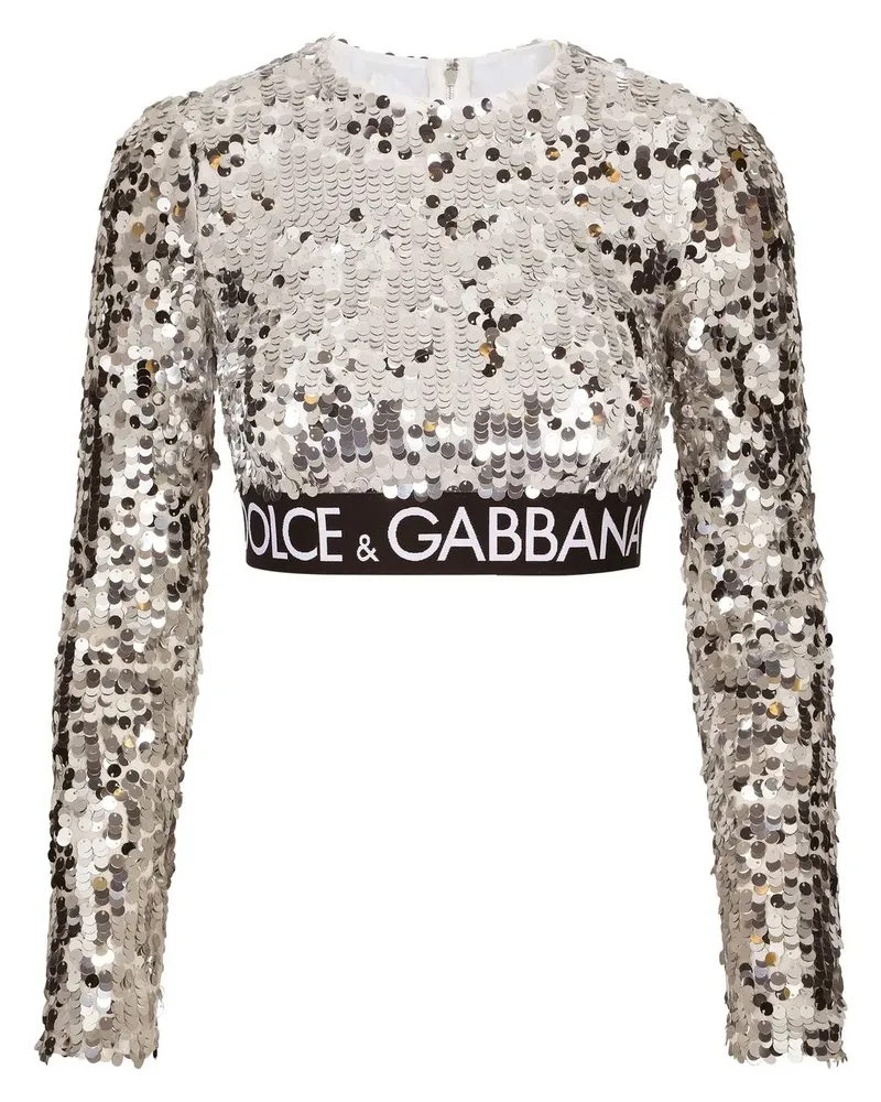 Dolce & Gabbana Cropped-Oberteil mit Pailletten - Silber Silber
