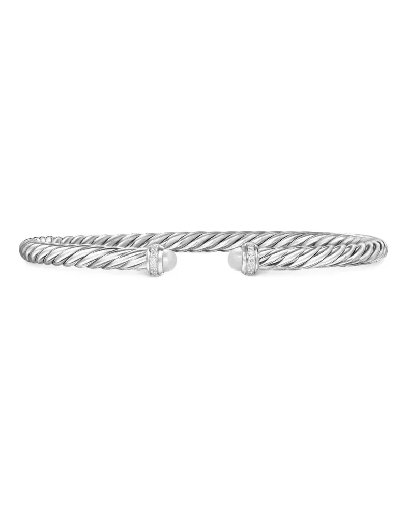 David Yurman Cablespira Sterlingsilber-Armband mit Perlen und Diamanten (4mm Silber