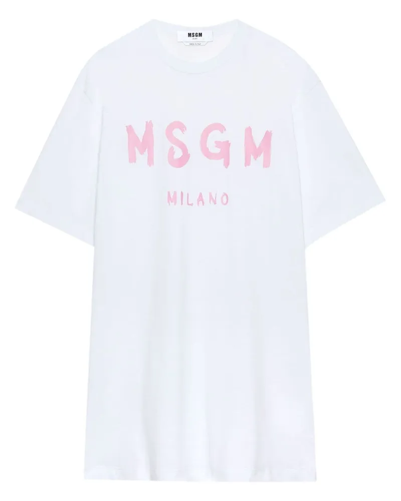 MSGM Kleid mit Brushstroke-Logo Weiß