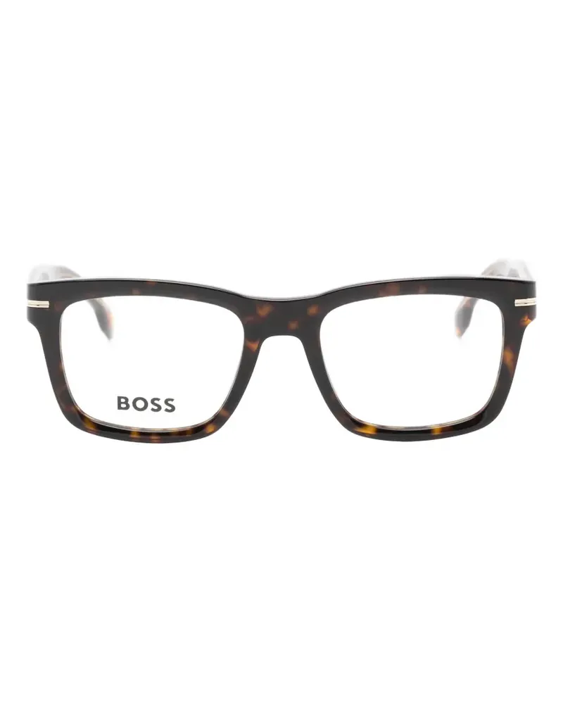 HUGO BOSS tortoiseshell-effect square-frame glasses - Braun Braun
