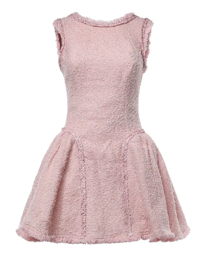 Self-Portrait Bouclé-Minikleid mit ausgefransten Kanten - Rosa Rosa
