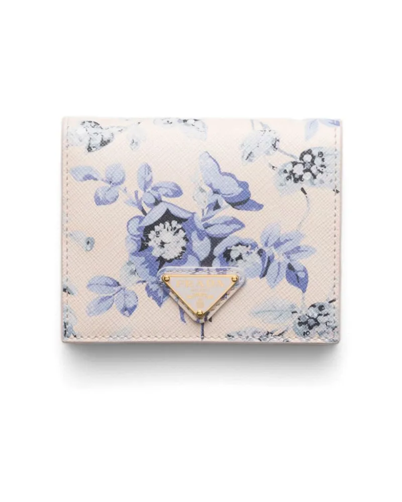 Prada Portemonnaie mit Blumen-Print - Blau Blau