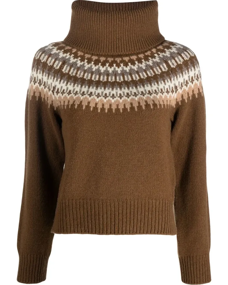 Nili Lotan Gestreifter Rollkragenpullover - Braun Braun