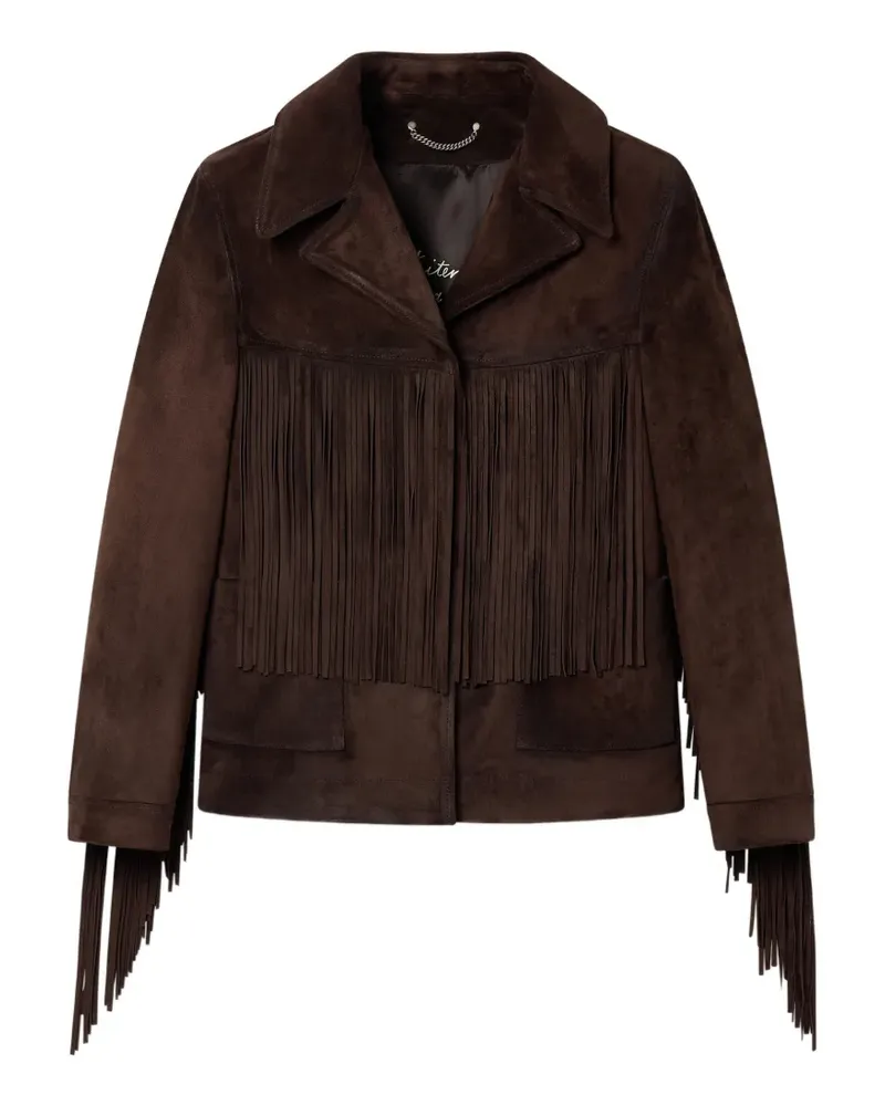 Golden Goose Journey jacket with fringes in waxed calf leather - Braun Braun