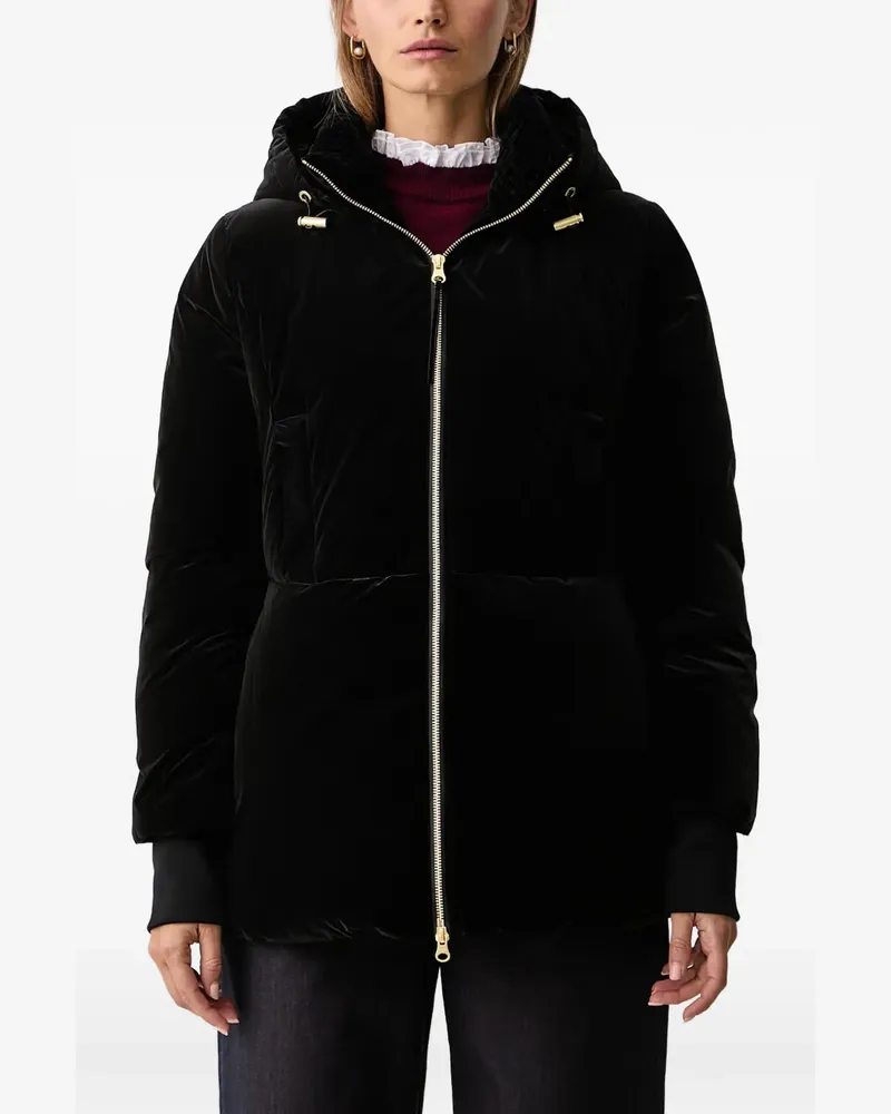 Armani Exchange velvet-effect hooded jacket - Schwarz Schwarz