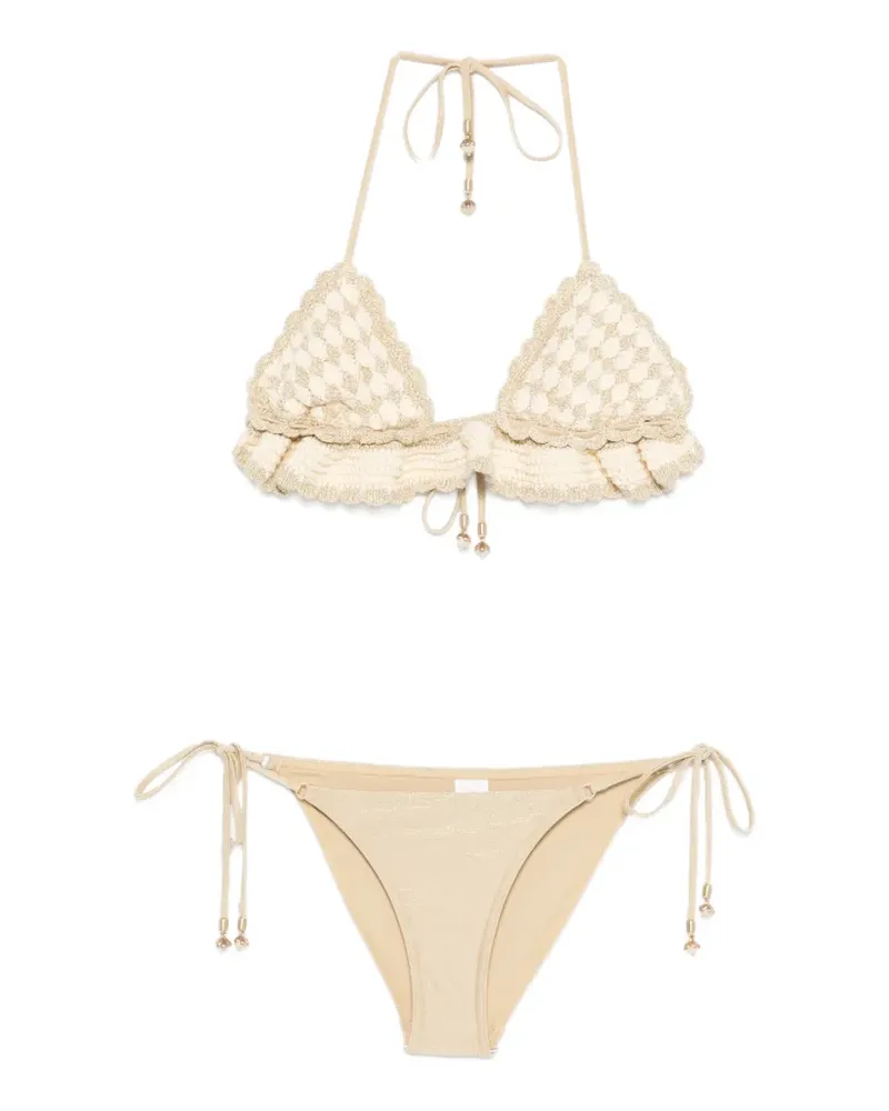 Zimmermann Gehäkelter Bikini mit Rüschen - Nude Nude