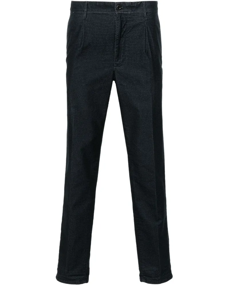 Incotex Tapered-Hose mit Fischgrätenmuster - Blau Blau
