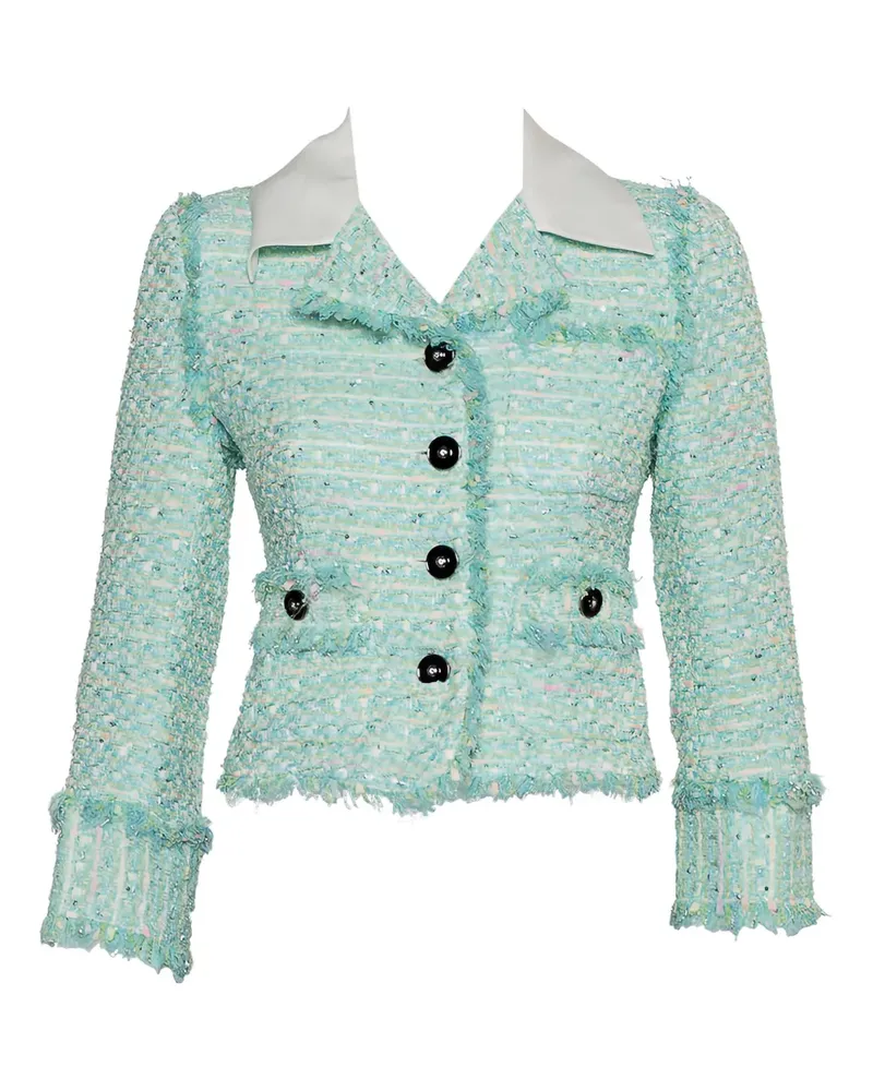 Alessandra Rich Tweed-Jacke mit Pailletten - Grün Grün