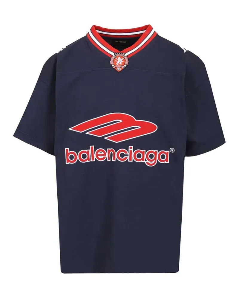 Balenciaga 3b football V-neck T-shirt - Blau Blau