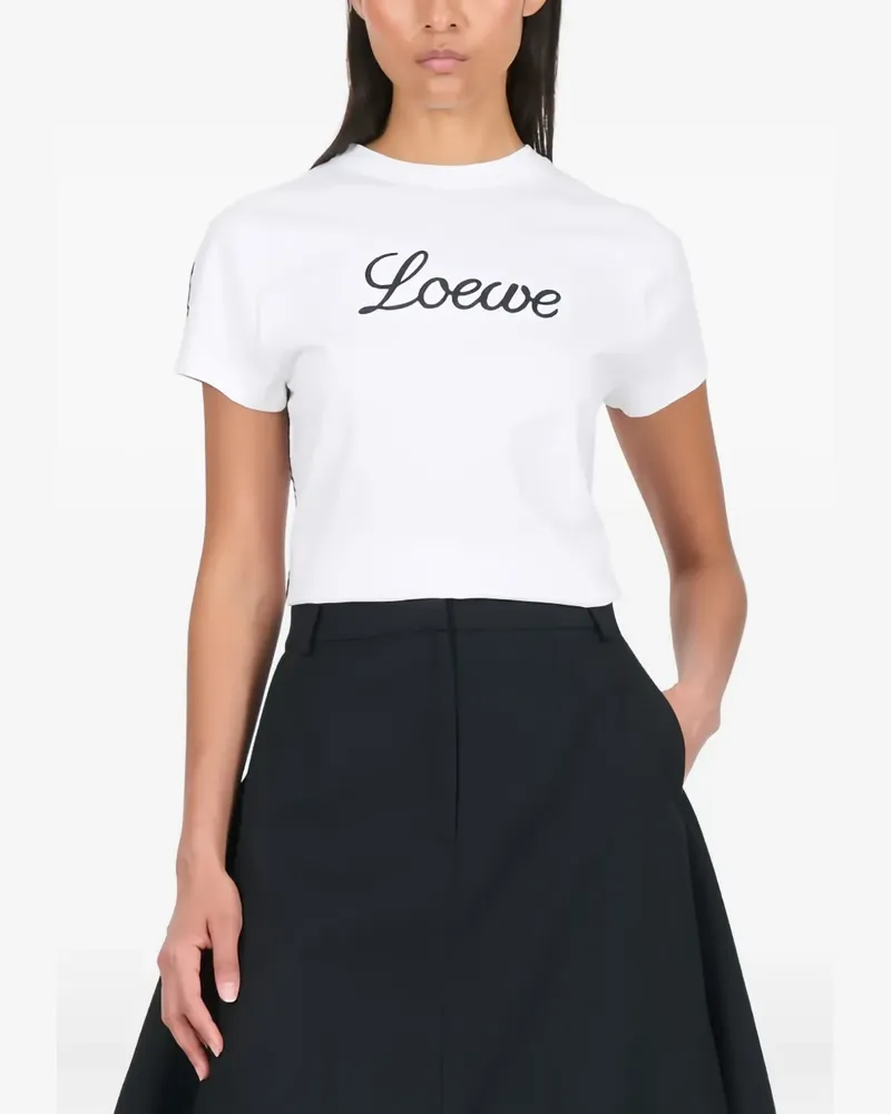 Loewe T-Shirt mit Logo-Stickerei - Weiß Weiß