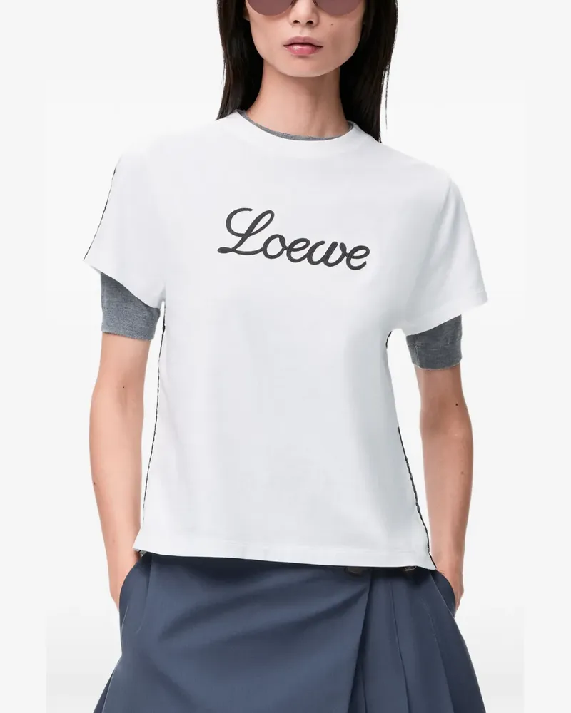 Loewe T-Shirt mit Logo-Stickerei - Weiß Weiß