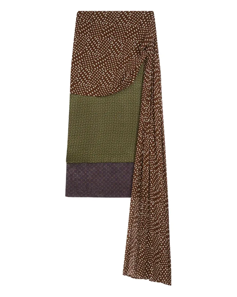 Dries van Noten Drapierter Midirock aus Seidensatin - Grün Grün