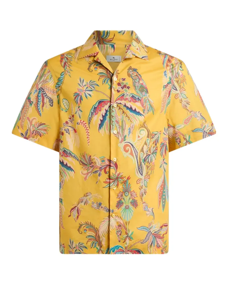 Etro parrot-print palm-tree shirt - Gelb Gelb