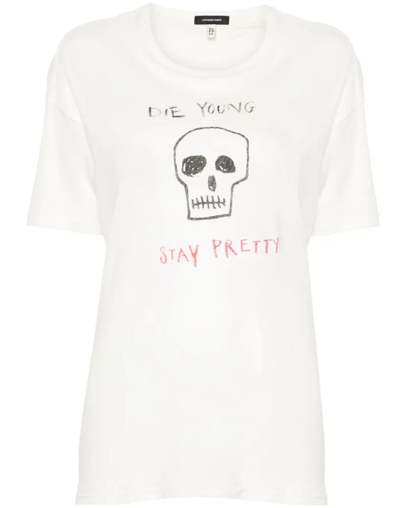 R13 T-Shirt mit Slogan-Print - Nude Nude