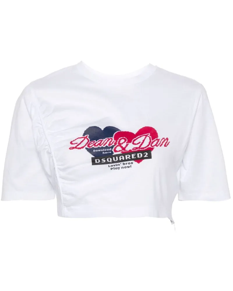 Dsquared2 Gerafftes T-Shirt - Weiß Weiß