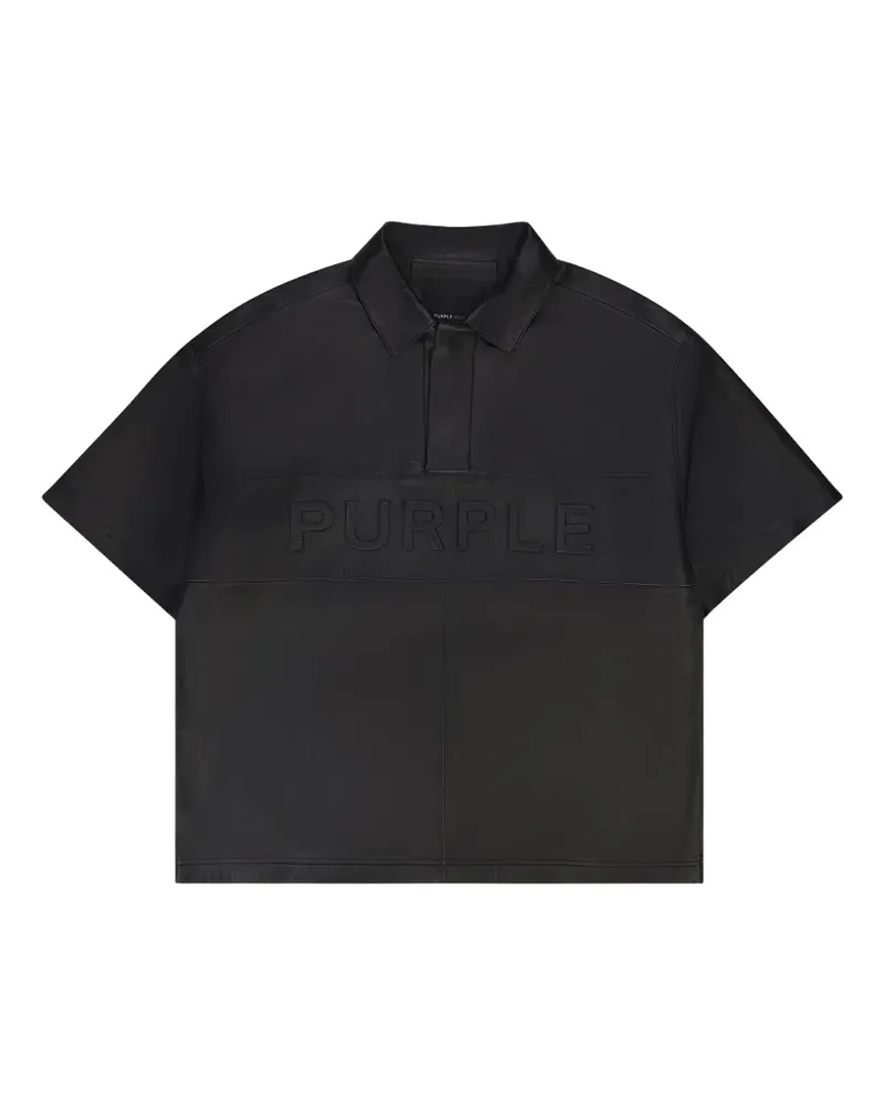 PURPLE BRAND Poloshirt mit Logo-Prägung - Schwarz Schwarz