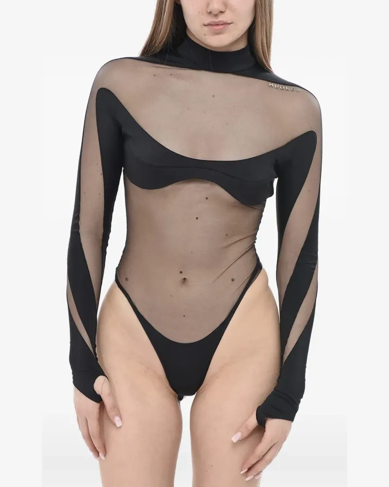 Thierry Mugler mesh panelled bodysuit - Schwarz Schwarz