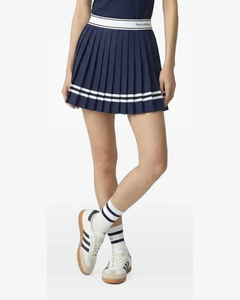 SPORTY & RICH Ally Serif Faltenrock mit Logo-Bund - Blau Blau