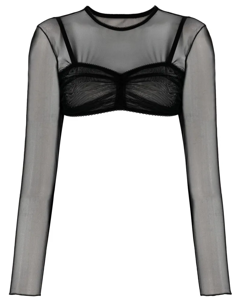 Ioana Ciolacu Semi-transparentes Oberteil - Schwarz Schwarz