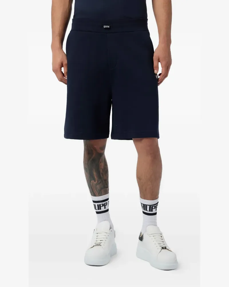 Philipp Plein Joggingshorts mit Logo-Patch - Blau Blau