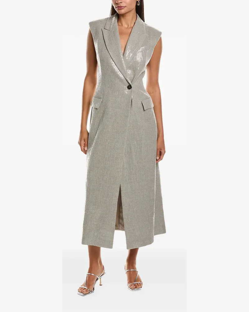 Brunello Cucinelli sequin-embellished sleeveless midi dress - Grau Grau