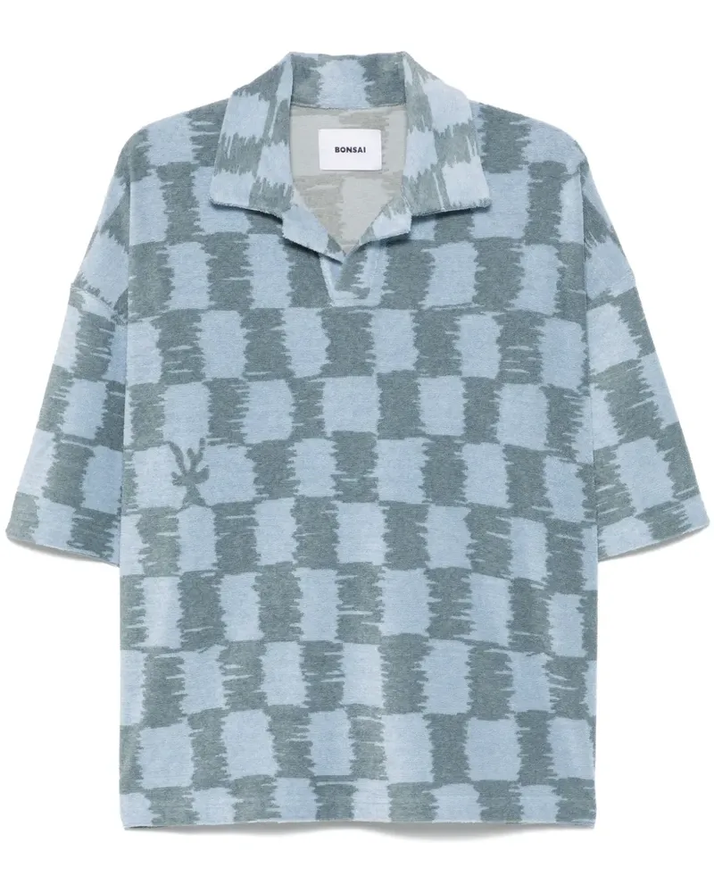 BONSAI T-Shirt mit Schachbrettmuster - Blau Blau