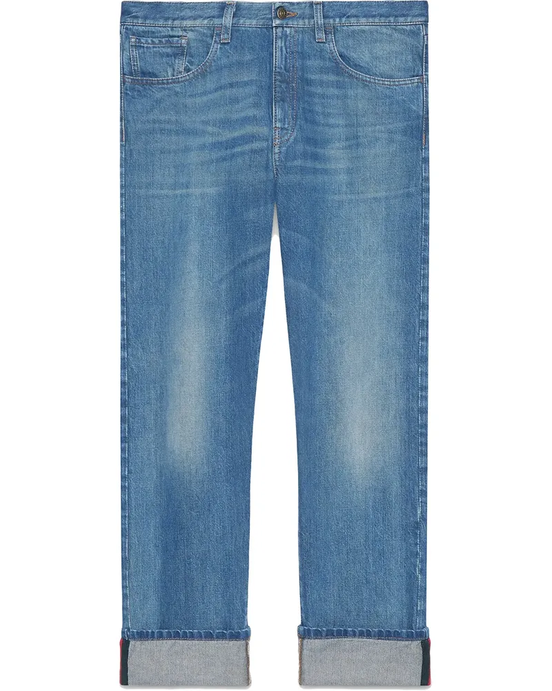 Gucci Denim pant with Web - Blau Blau
