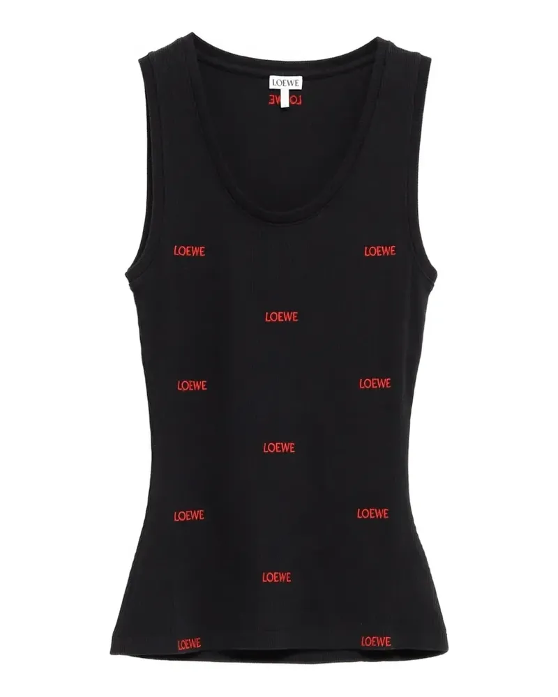 Loewe logo-embroidered ribbed-knit tank top - Schwarz Schwarz