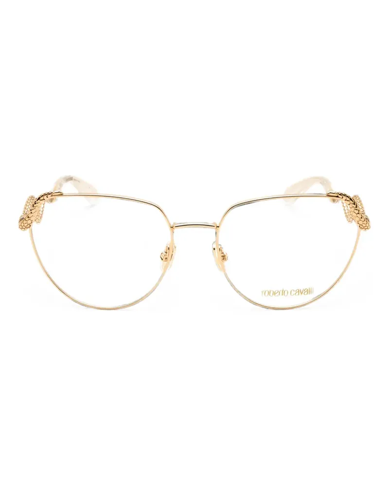 Roberto Cavalli Geometrische Brille mit Schlangendetail - Gold Gold