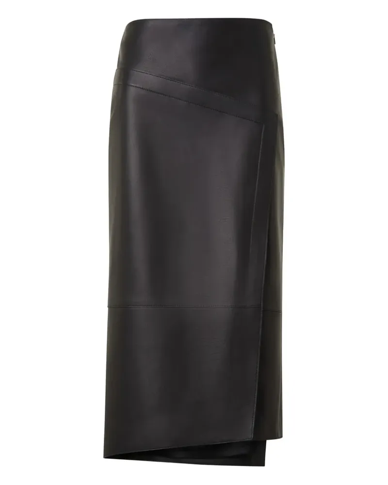 Akris Asymmetrischer Lederrock - Schwarz Schwarz