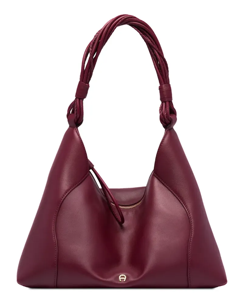 Aigner Mittelgroße Giara Schultertasche mit Flechtriemen - Rot Rot