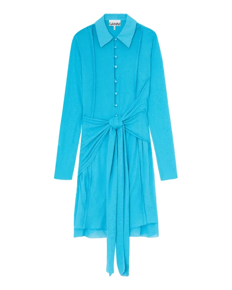 Ganni Midikleid mit Schleifendetail - Blau Blau
