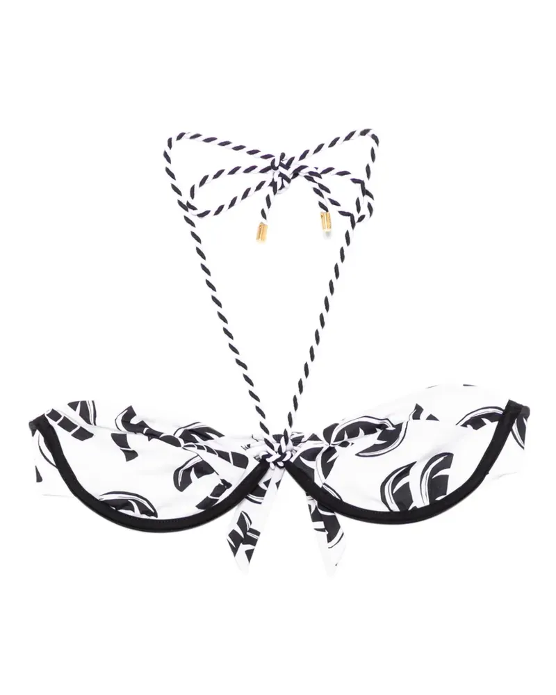 FARM Rio palms-print bikini top - Weiß Weiß