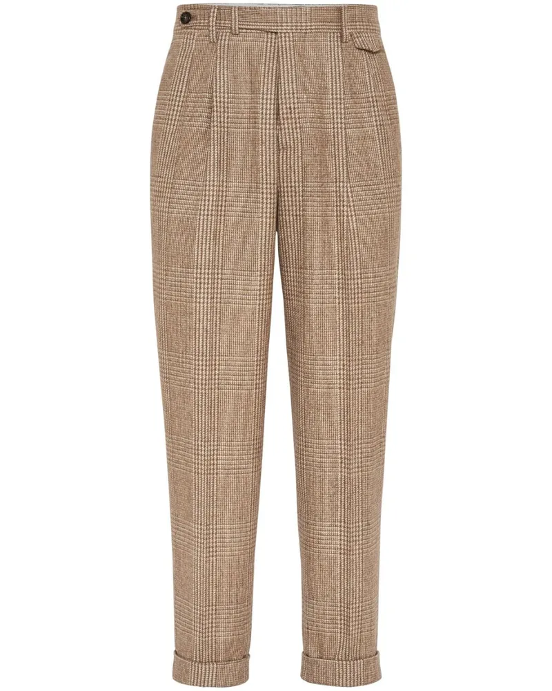 Brunello Cucinelli Tapered-Hose mit Karomuster - Braun Braun