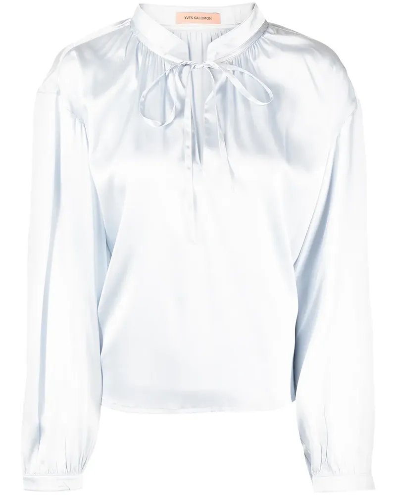 Yves Salomon Bluse mit Schleifenkragen - Blau Blau