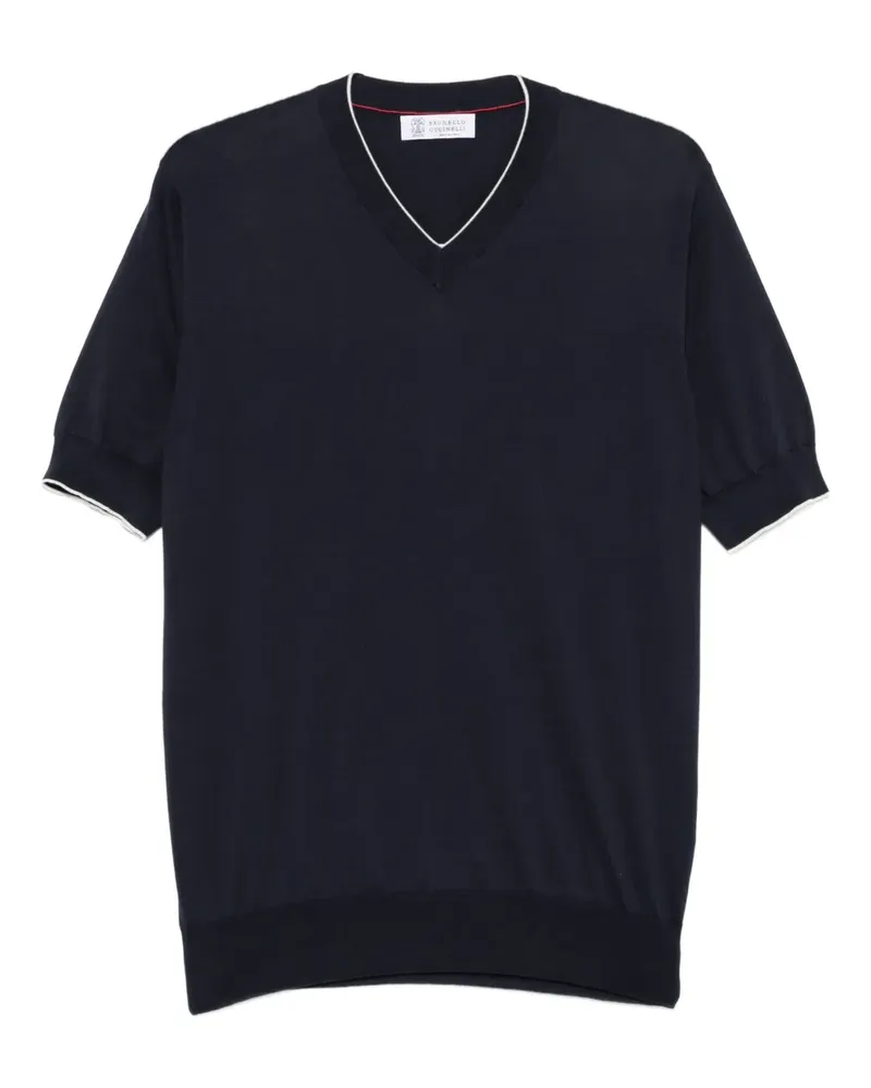 Brunello Cucinelli T-Shirt mit V-Ausschnitt - Blau Blau