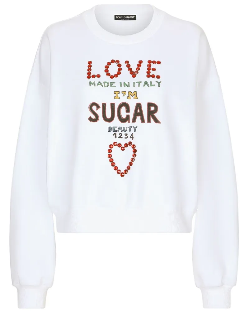 Dolce & Gabbana Sweatshirt mit Kristallen - Weiß Weiß