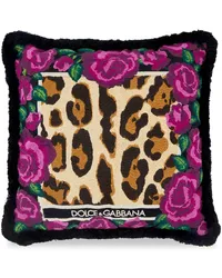 Dolce & Gabbana Kleines Kissen mit Leoparden-Print Rosa