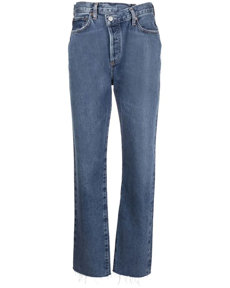 AGOLDE Gerade High-Rise-Jeans Blau