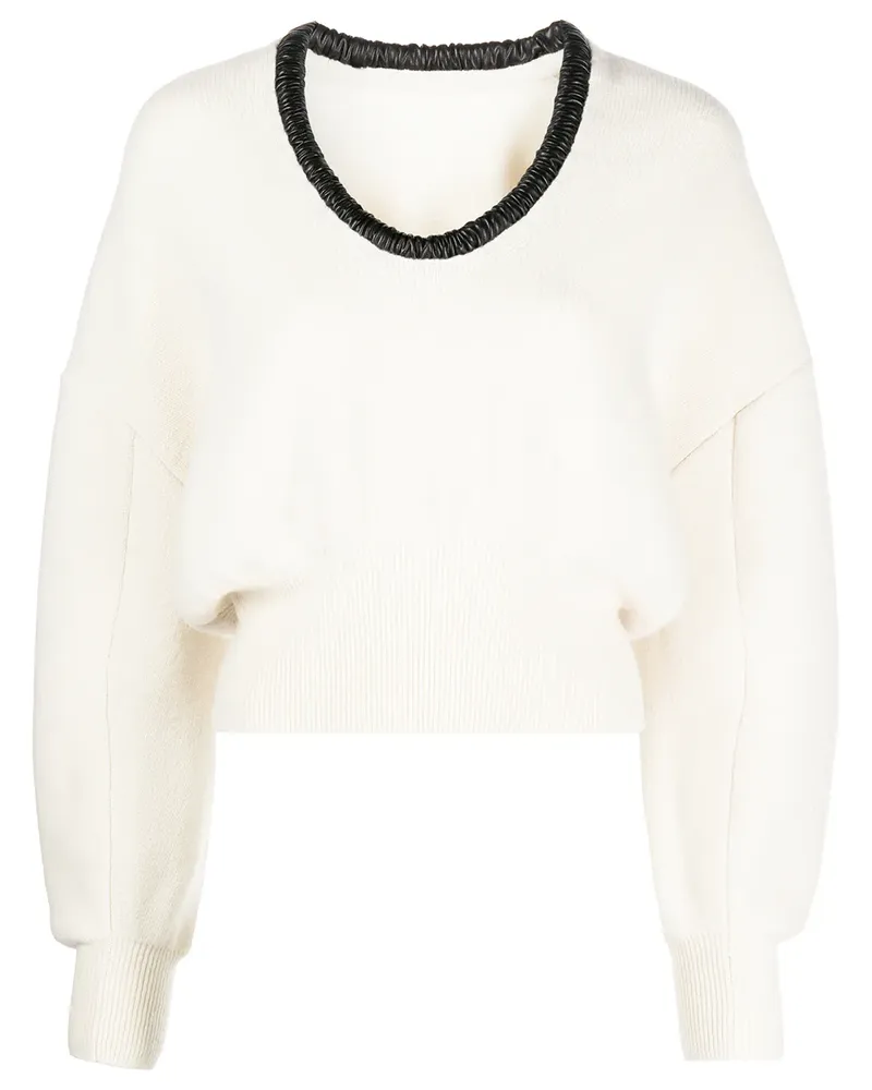Alexander Wang Kaschmirpullover mit Lederdetails - Weiß Weiß